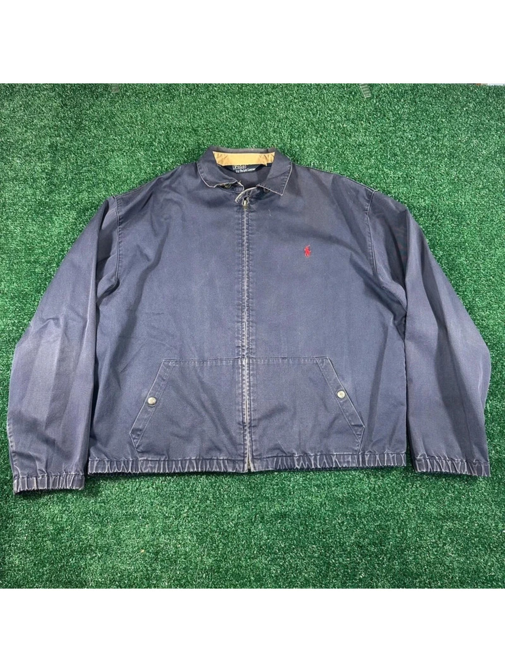Retro 1990s navy blue Ralph Lauren polo full zip jacket size large